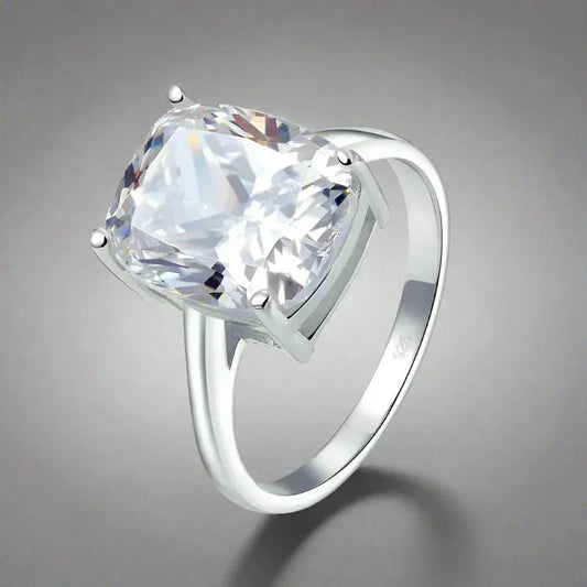 Solid 925 Sterling Silver Princess Cut